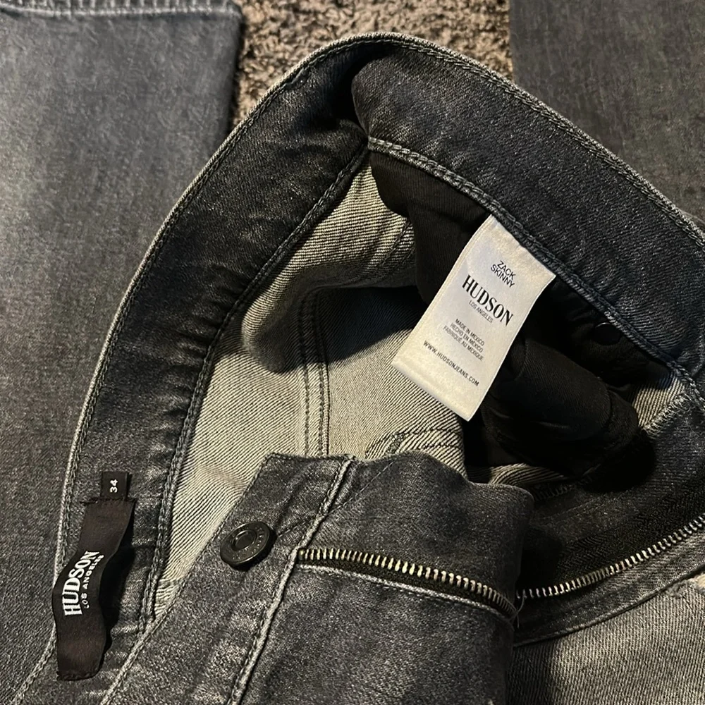 Hudson Men's Distressed Zack Skinny Gray Jeans sz 34‎